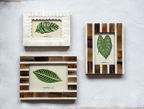 Creative Co-Op White Scalloped Bone & Wood Holds 4" x 6" Photo Frame in Saudi Arabia