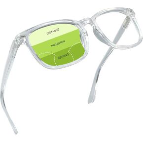 YEIN Progressive Multifocus Reading Glasses, Spring Hinge Blue Light Blocking Glasses for Women Men, No Line Multifocal Readers with Clear Lenses (+0.00/+1.00 magnification)