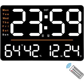 ساعة حائط رقمية كبيرة من SZELAM: DST Date Week درجة الحرارة والرطوبة - 15.6 بوصة منبهات LED لديكور غرفة المعيشة in Kuwait