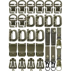 Nocessary 30 Pack D-Ring Grimloc Locking Molle Backpack Attachments for Molle Bag Tactical Backpack Web Dominator Elastic Strings Strap Management Tool Buckle in Kuwait