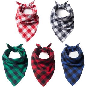 HuskyLove Dog Bandana Collar- Reversible Buffalo Plaid Washable Cotton Kerchief Triangle Bibs Scarfs Accessories for Small Medium Large Dogs Puppy Cats Pets (Green, Large) in Saudi Arabia