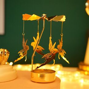 4EVERHOPE Rotating Candle Holder, Gold Spining Metal Tealight Candle Holder for Christmas, Valentine's Day, Party Table Decor, Wedding (Moon Cat)