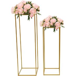 LOYALHEARTDY 4Pcs 15.7/23.6/31.5/39.4 inch Tall Wedding Flower Stand Metal Vase Stand Floor Metal Column, Table Flower Stands for Home Event Party Wedding Decoration Rectangular Flower Display Rack in Kuwait