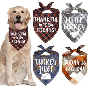 JOTFA 4 Pack Thanksgiving Dog Bandanas, Holiday Dog Bandanas Fall Dog Bandanas Dog Thanksgiving Outfit for Small Medium Large Dogs Pets (Small)