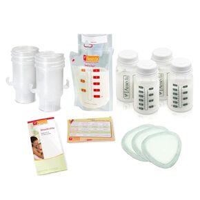 Ameda Breast Pumping Accessory Kit Includes: (10) NoShow Premium Disposable Nursing Pads, (20) Store 'N Pour Milk Bags with (2) Adapters, (4) Milk Storage Bottles, Milk Storage Guidelines in Kuwait
