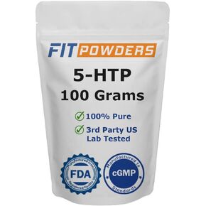 مسحوق FitPowders 5-HTP (نقي) 100 جرام (أحجام متعددة) غير معدل وراثيًا، سيروتونين، مكمل لتحسين المزاج in Kuwait