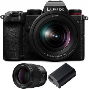 Panasonic LUMIX S5 4K Mirrorless Full-Frame L-Mount Camera with 20-60mm Lens and LUMIX S Series 85mm f/1.8 and Extra DMW-BLK22 Battery Bundle (3 Items) in Saudi Arabia