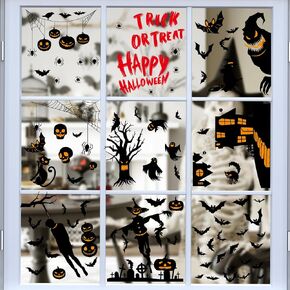 AUAUY Christmas Window Stickers, 8 Sheets 116pcs Merry Christmas Window Clings Sticker, Reusable Children's Window Film, Double-Sided Static Adhesive PVC Stickers for Glass Windows Decoration in Kuwait