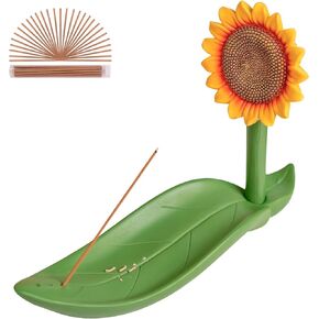 GARMOLY Sunflower Incense Holder for Sticks, Incense Burner with 30 Incense Sticks and Detachable Ash Catcher, Farmhouse Sunflower Decor for Home, Patio, Nature Art Theme Incense Tray in Kuwait