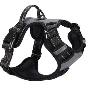 حزام عاكس للكلاب متوسطة وكبيرة الحجم، لا يسحب ولا يخنق - حزام جرو قابل للتعديل مع مقبض تحكم سهل، مشبك أمامي - مبطن ناعم، حزام صدرية مريح للكلاب - شديد التحمل للحيوانات الأليفة في الهواء الطلق in Kuwait