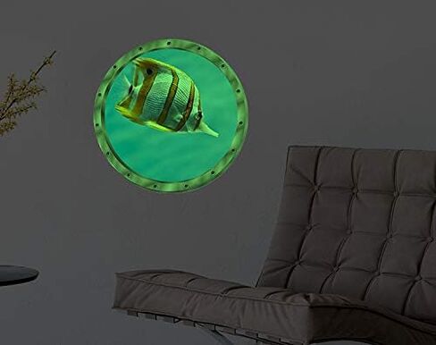 amaonm 12 "× 12" الإبداعية القابلة للإزالة يتوهج في الظلام عرض المحيط جدار الشارات 3D تحت سمك البحر الجدار ملصق الجداريات قشر عصا ديكور المنزل الفن للأطفال غرفة نوم الحمام الحضانة الثلاجة (دولفين) in Kuwait