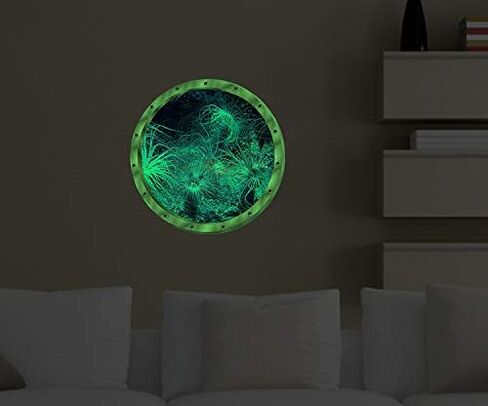 Amaonm 12"x12" Creative Removable Glow in The Dark Ocean View Wall Decals 3D Under The Sea Fish Wall Sticker Murals Peel Stick Home Art Decor for Kids Room Bedroom Bathroom Nursery Fridge (Dolphin) in Kuwait