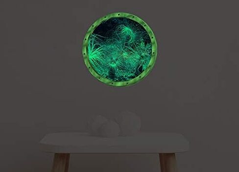 Amaonm 12"x12" Creative Removable Glow in The Dark Ocean View Wall Decals 3D Under The Sea Fish Wall Sticker Murals Peel Stick Home Art Decor for Kids Room Bedroom Bathroom Nursery Fridge (Dolphin) in Kuwait