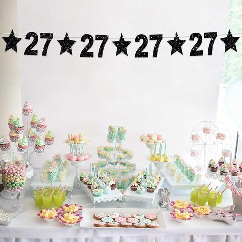 Happy 25th Birthday Glitter Black Star Banner Shiny Bright Star Twinkle Theme Backdrop Decor for Festival Home Wall Classroom 25th Birthday Party Supplies Cheers to 25 Years Bday Decorations Favors in Saudi Arabia