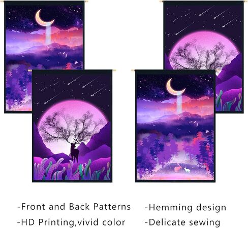 حزمة ألوان واجب ل 2 نسيج تريبي الشمس القمر نسيج الجبل غابة الأيائل الطبيعية المناظر الطبيعية الأرجواني الفن الجدار شنقا يصلح لديكور المنزل غرفة النوم غرفة المعيشة 13 × 29 بوصة SGQMLCD2 in Kuwait