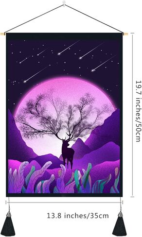 حزمة ألوان واجب ل 2 نسيج تريبي الشمس القمر نسيج الجبل غابة الأيائل الطبيعية المناظر الطبيعية الأرجواني الفن الجدار شنقا يصلح لديكور المنزل غرفة النوم غرفة المعيشة 13 × 29 بوصة SGQMLCD2 in Kuwait