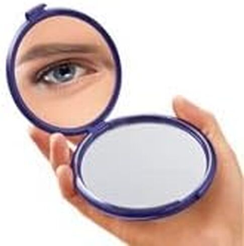 Floxite Elegant Compact in Cobalt Blue with a Crystal Medallion, Powerful 10x Magnification 3 ½ inches Glass Mirror Plus Plain Mirror, (FL-CP10) in Kuwait