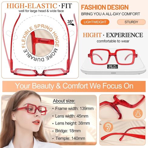 MARE AZZURO Cute Reading Glasses Women Designer Square Readers 1.0 1.25 1.5 1.75 2.0 2.25 2.5 2.75 3.0 3.5 4.0 5.0 6.0 in Saudi Arabia