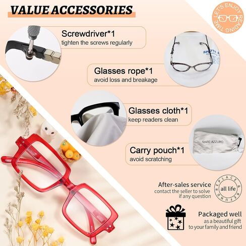 MARE AZZURO Cute Reading Glasses Women Designer Square Readers 1.0 1.25 1.5 1.75 2.0 2.25 2.5 2.75 3.0 3.5 4.0 5.0 6.0 in Saudi Arabia