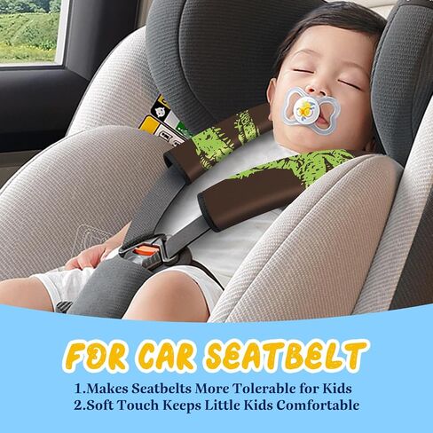 Akkya 2 Pack Seat Belt Cover Pad, Dinosaur Seatbelt Cushion Car Seat Strap Pads for Kids Carseat Stroller Shoulder Strap Protector Accessories in Kuwait