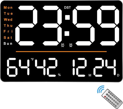 ساعة حائط رقمية كبيرة من SZELAM: DST Date Week درجة الحرارة والرطوبة - 15.6 بوصة منبهات LED لديكور غرفة المعيشة in Kuwait