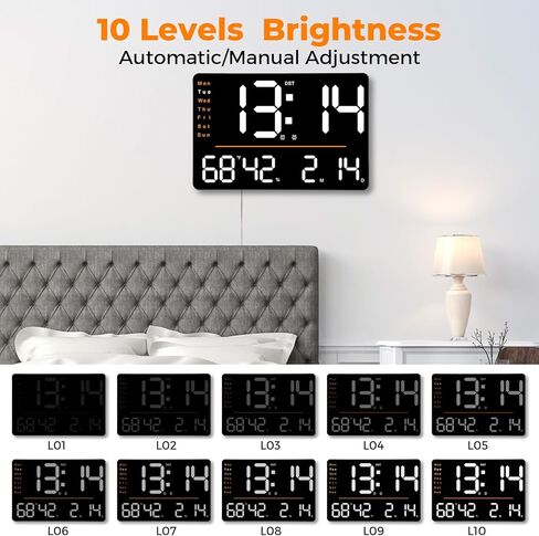 ساعة حائط رقمية كبيرة من SZELAM: DST Date Week درجة الحرارة والرطوبة - 15.6 بوصة منبهات LED لديكور غرفة المعيشة in Kuwait