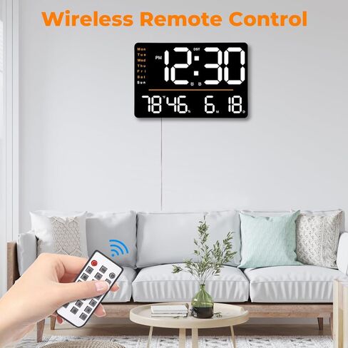 ساعة حائط رقمية كبيرة من SZELAM: DST Date Week درجة الحرارة والرطوبة - 15.6 بوصة منبهات LED لديكور غرفة المعيشة in Kuwait