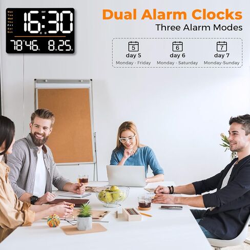 ساعة حائط رقمية كبيرة من SZELAM: DST Date Week درجة الحرارة والرطوبة - 15.6 بوصة منبهات LED لديكور غرفة المعيشة in Kuwait