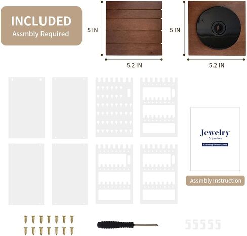 شاشة عرض مجوهرات أكريليك من دوستند مع قاعدة خشبية، منظم مجوهرات يدور 360 درجة وتخزينها مع 4 أقسام داخلية، حامل مجوهرات متعدد الطبقات للأقراط والقلائد والأساور والخواتم in Kuwait