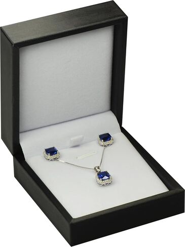 Blue Color Necklace Earring Set Gift Box Luxury Soft Touch PU Leather Material Necklace Pendant Chain Jewelry Storage Box Size 2.87"(W)*3.35〞(D)*1.38〞(H) in Saudi Arabia