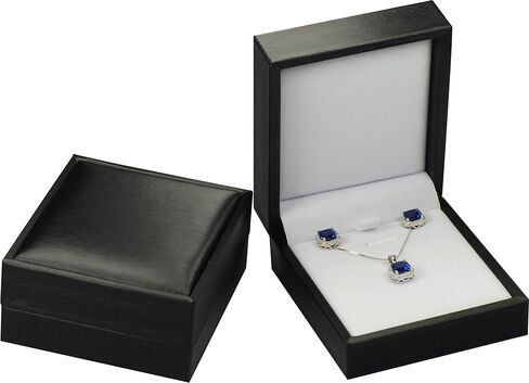 Blue Color Necklace Earring Set Gift Box Luxury Soft Touch PU Leather Material Necklace Pendant Chain Jewelry Storage Box Size 2.87"(W)*3.35〞(D)*1.38〞(H) in Saudi Arabia