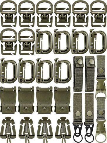 Nocessary 30 Pack D-Ring Grimloc Locking Molle Backpack Attachments for Molle Bag Tactical Backpack Web Dominator Elastic Strings Strap Management Tool Buckle in Kuwait