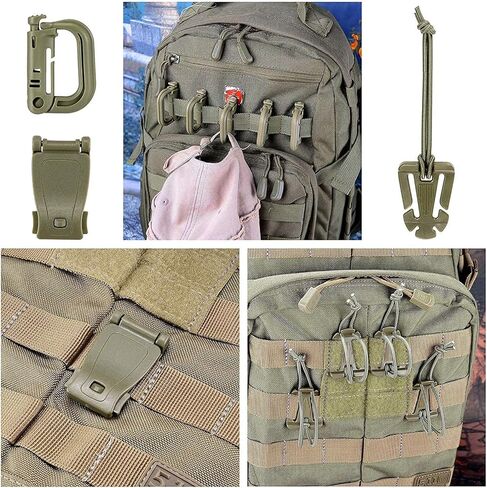 Nocessary 30 Pack D-Ring Grimloc Locking Molle Backpack Attachments for Molle Bag Tactical Backpack Web Dominator Elastic Strings Strap Management Tool Buckle in Kuwait