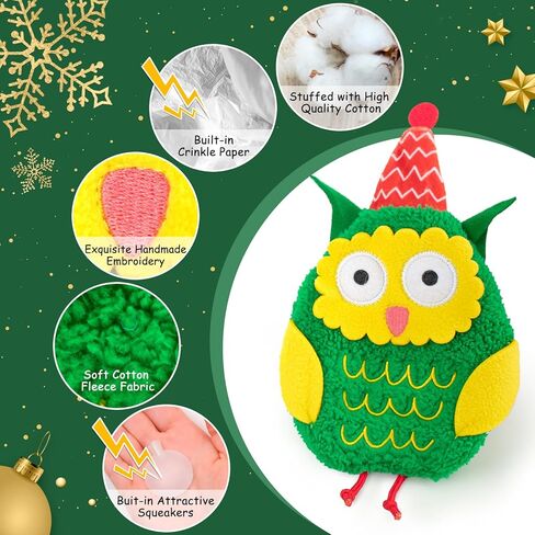 AWOOF Christmas Dog Toys for Aggressive Chewers, 5 Pack Dog Toys No Stuffing Crinkle Dog Toys, Durable Plush Dog Squeaky Toys for Large Breed, Cute Christmas Puppy Chew Toys for Teething Dog Toys Gift in Kuwait