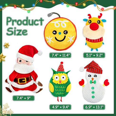 AWOOF Christmas Dog Toys for Aggressive Chewers, 5 Pack Dog Toys No Stuffing Crinkle Dog Toys, Durable Plush Dog Squeaky Toys for Large Breed, Cute Christmas Puppy Chew Toys for Teething Dog Toys Gift in Kuwait