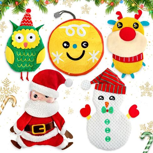 AWOOF Christmas Dog Toys for Aggressive Chewers, 5 Pack Dog Toys No Stuffing Crinkle Dog Toys, Durable Plush Dog Squeaky Toys for Large Breed, Cute Christmas Puppy Chew Toys for Teething Dog Toys Gift in Kuwait