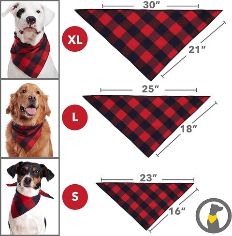 Odi Style Dog Bandana - مناديل كلب جاموس منقوشة ناعمة ومسامية ولافتة للنظر، وأوشحة مناديل، ومرايل، وإكسسوارات للكلاب الصغيرة والمتوسطة والكبيرة الحجم، والقطط، والجراء، باللون الأحمر، قطعة واحدة in Kuwait