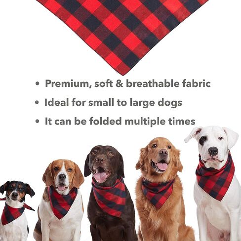 Odi Style Dog Bandana - مناديل كلب جاموس منقوشة ناعمة ومسامية ولافتة للنظر، وأوشحة مناديل، ومرايل، وإكسسوارات للكلاب الصغيرة والمتوسطة والكبيرة الحجم، والقطط، والجراء، باللون الأحمر، قطعة واحدة in Kuwait