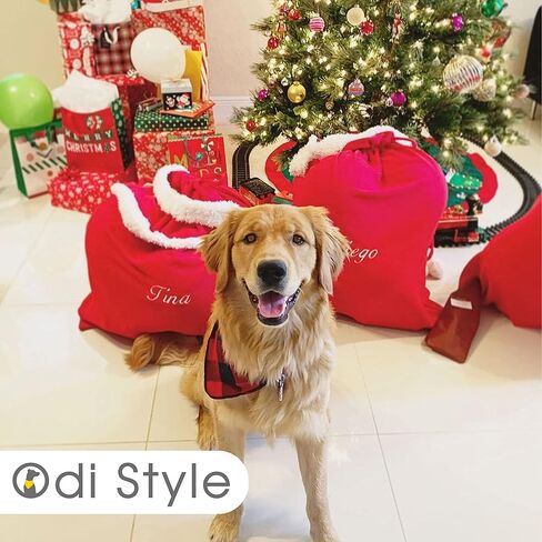 Odi Style Dog Bandana - مناديل كلب جاموس منقوشة ناعمة ومسامية ولافتة للنظر، وأوشحة مناديل، ومرايل، وإكسسوارات للكلاب الصغيرة والمتوسطة والكبيرة الحجم، والقطط، والجراء، باللون الأحمر، قطعة واحدة in Kuwait