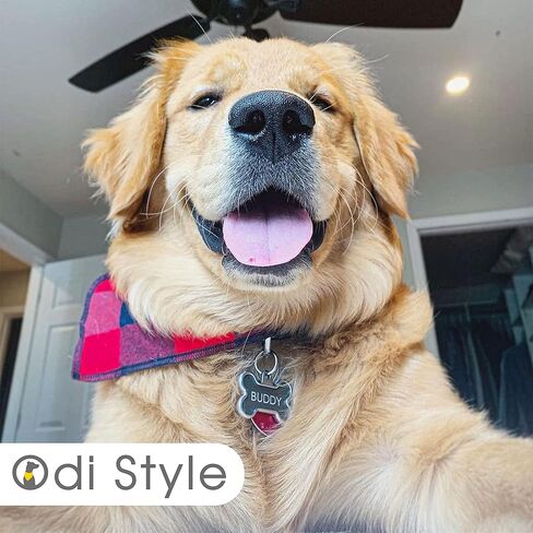 Odi Style Dog Bandana - مناديل كلب جاموس منقوشة ناعمة ومسامية ولافتة للنظر، وأوشحة مناديل، ومرايل، وإكسسوارات للكلاب الصغيرة والمتوسطة والكبيرة الحجم، والقطط، والجراء، باللون الأحمر، قطعة واحدة in Kuwait