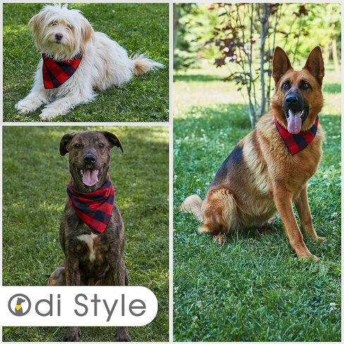 Odi Style Dog Bandana - مناديل كلب جاموس منقوشة ناعمة ومسامية ولافتة للنظر، وأوشحة مناديل، ومرايل، وإكسسوارات للكلاب الصغيرة والمتوسطة والكبيرة الحجم، والقطط، والجراء، باللون الأحمر، قطعة واحدة in Kuwait