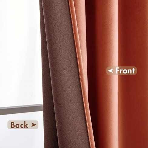 Burnt Orange Velvet Curtains 84 Inches Long Room Darkening Thermal Insulated Rod Pocket Window Rust Blackout Drapes for Bedroom Living Room, Set of 2，Terracotta in Saudi Arabia