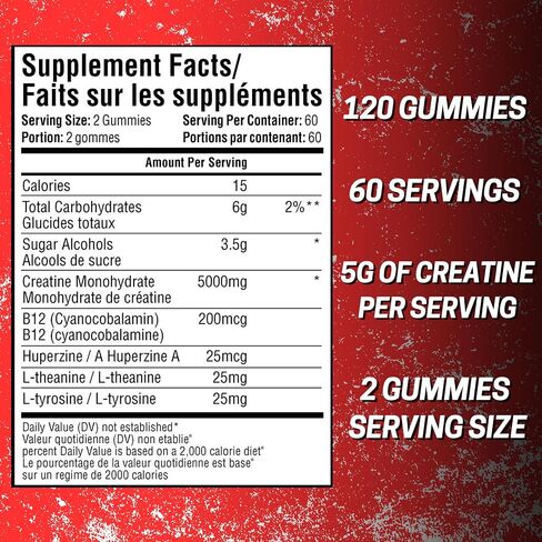 P1 Creatine Monohydrate Gummies - Creatine for Men and Women with 60 Servings, 5g per Serving. 120 Strawberry Flavored Gummies. for Muscle Growth, Muscle Strength, and Recovery in Saudi Arabia