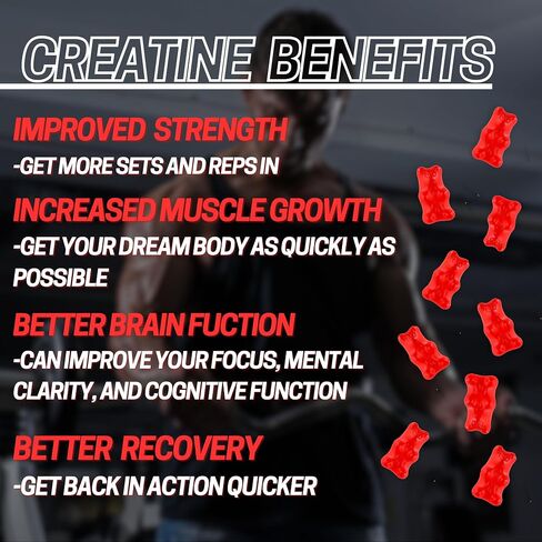 P1 Creatine Monohydrate Gummies - Creatine for Men and Women with 60 Servings, 5g per Serving. 120 Strawberry Flavored Gummies. for Muscle Growth, Muscle Strength, and Recovery in Saudi Arabia