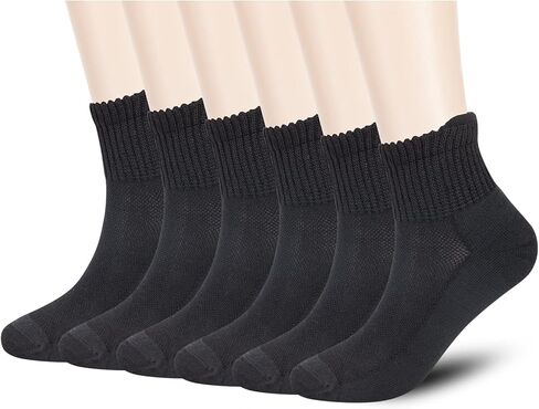 جوارب Athlemo للنساء والرجال من الخيزران لمرضى السكري، 6 أزواج من الكاحل غير مربوط للدورة الدموية بدون خياطة للقدم ذات الرائحة الكريهة in Kuwait