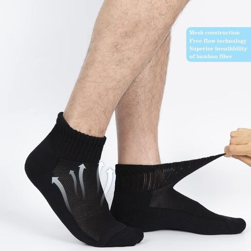 جوارب Athlemo للنساء والرجال من الخيزران لمرضى السكري، 6 أزواج من الكاحل غير مربوط للدورة الدموية بدون خياطة للقدم ذات الرائحة الكريهة in Kuwait