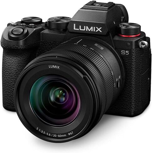 كاميرا باناسونيك LUMIX S5 4K كاملة الإطار على شكل حرف L بدون مرآة مع عدسة 20-60 مم وسلسلة LUMIX S مقاس 85 مم f/1.8 وحزمة بطارية DMW-BLK22 إضافية (3 قطع) in Saudi Arabia