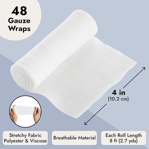 48 Pack 4 Inch Gauze Bandage Roll, Rolled Gauze Wrap (2.6 Yards) in Saudi Arabia