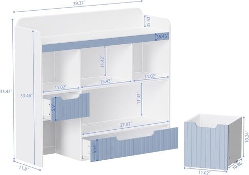 Lkeiyay Kids Bookshelf,Toy Storage Organizer,Nursery Bookshelf,Multifunctional Storage Chest for Playroom,with Hidden Wheels and 4 Storage Cubbies,Blue in Saudi Arabia
