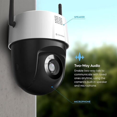 كاميرا Amcrest 5MP UltraHD Mini AI خارجية واي فاي، كاميرا IP للأمان مع صوت ثنائي الاتجاه، رؤية ليلية بالألوان الكاملة 98 قدمًا، عرض عن بعد، 5 ميجابيكسل، واسعة 106 درجة FOV، IP5M-1190W-V2 (أبيض) in Kuwait